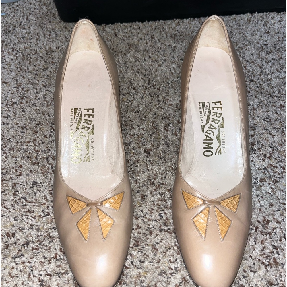 Ferragamo heels. Fit more like a 7. Very narrow. Soft leather.